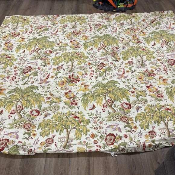 Pottery Barn Cream Spring Green Leaf Bird King Duvet - Picture 3 of 10